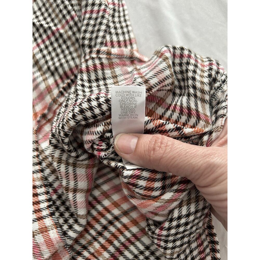 J. Jill Ruffle Plaid Blouse Womens Size 3X Pink Brown Casual Comfort Cowgirl - Picture 7 of 10